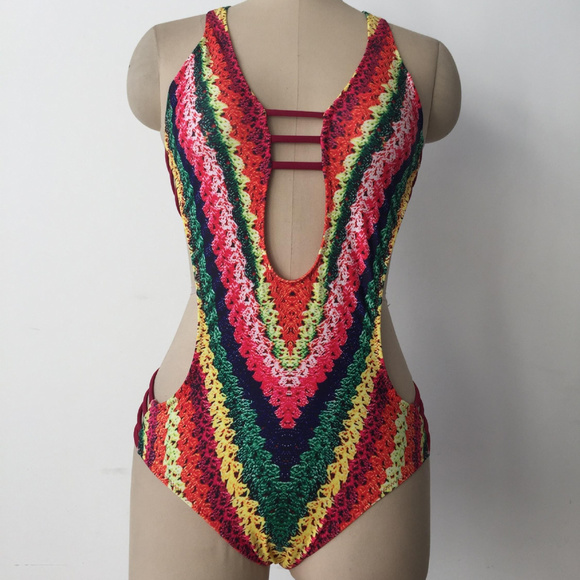 Multicolor❤ Racerback Crochet* Monokini Swimsuits - Picture 3 of 6